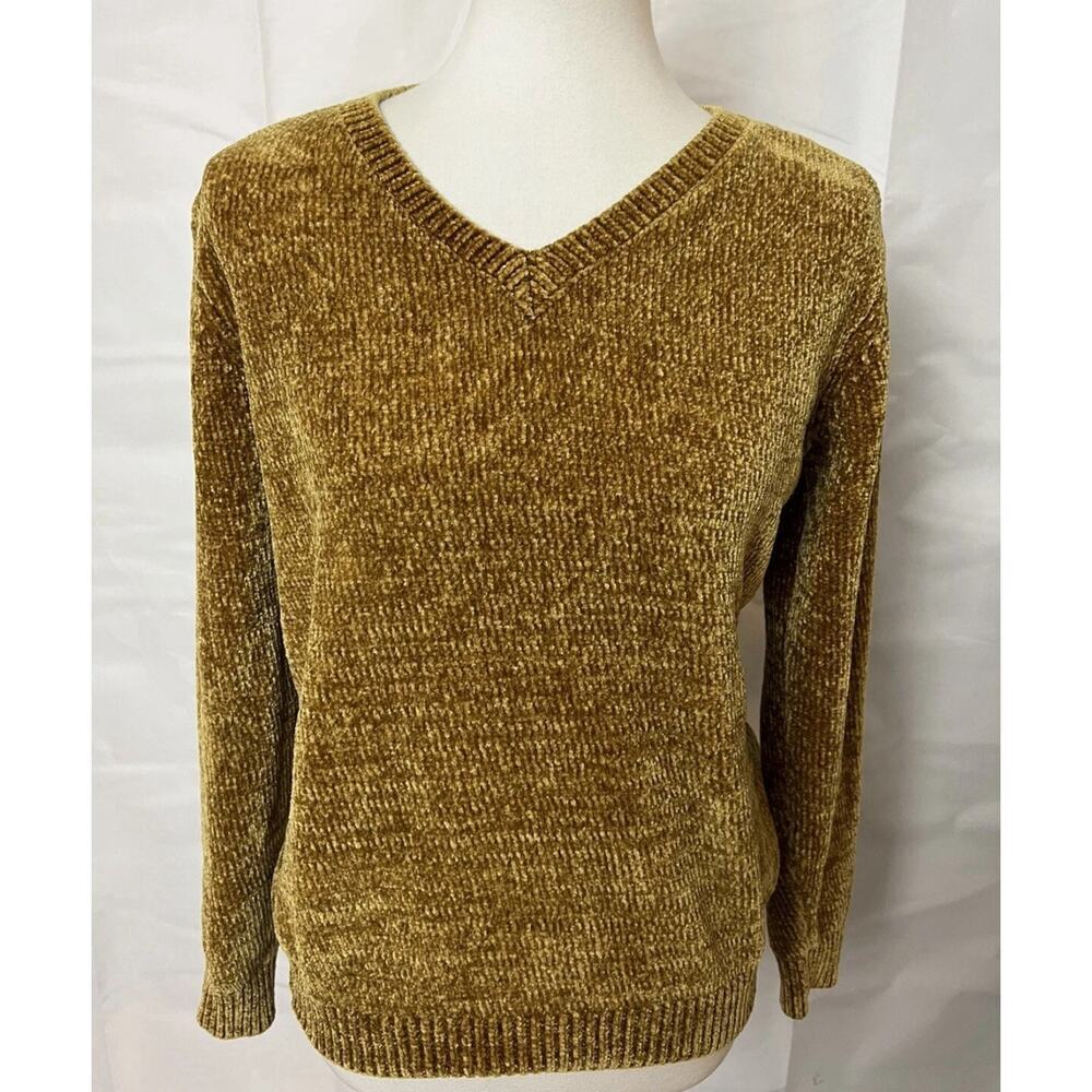 Buffalo Women’s David Bitton Yellow Knit Sweater Long Sleeve Cut Out Back Size L